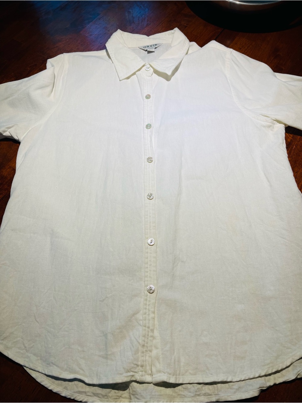 Orvis Off White Linen Shirt - medium - Picture 2 of 11